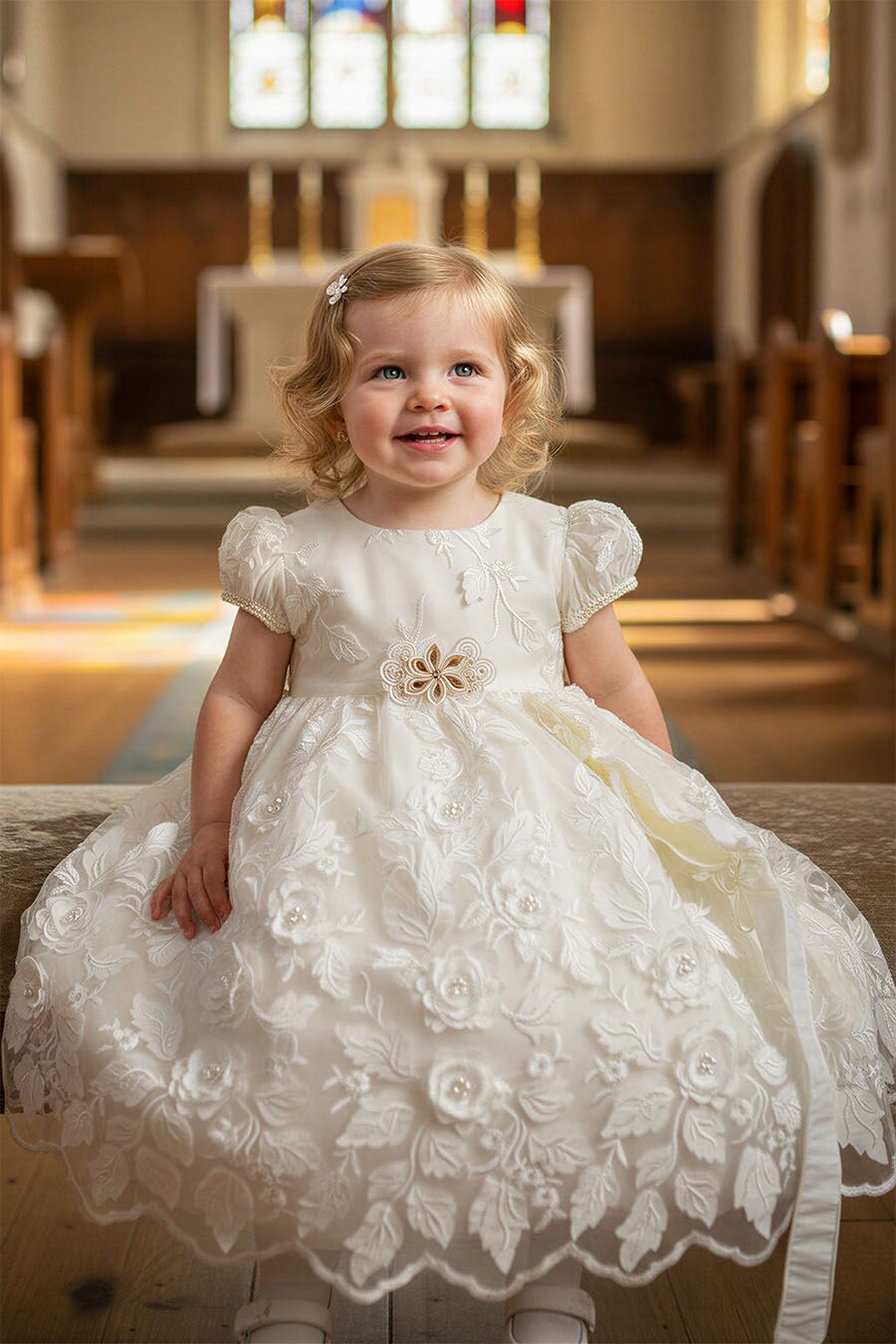 short baptism dress Bimbalo White short Baptism gown near me