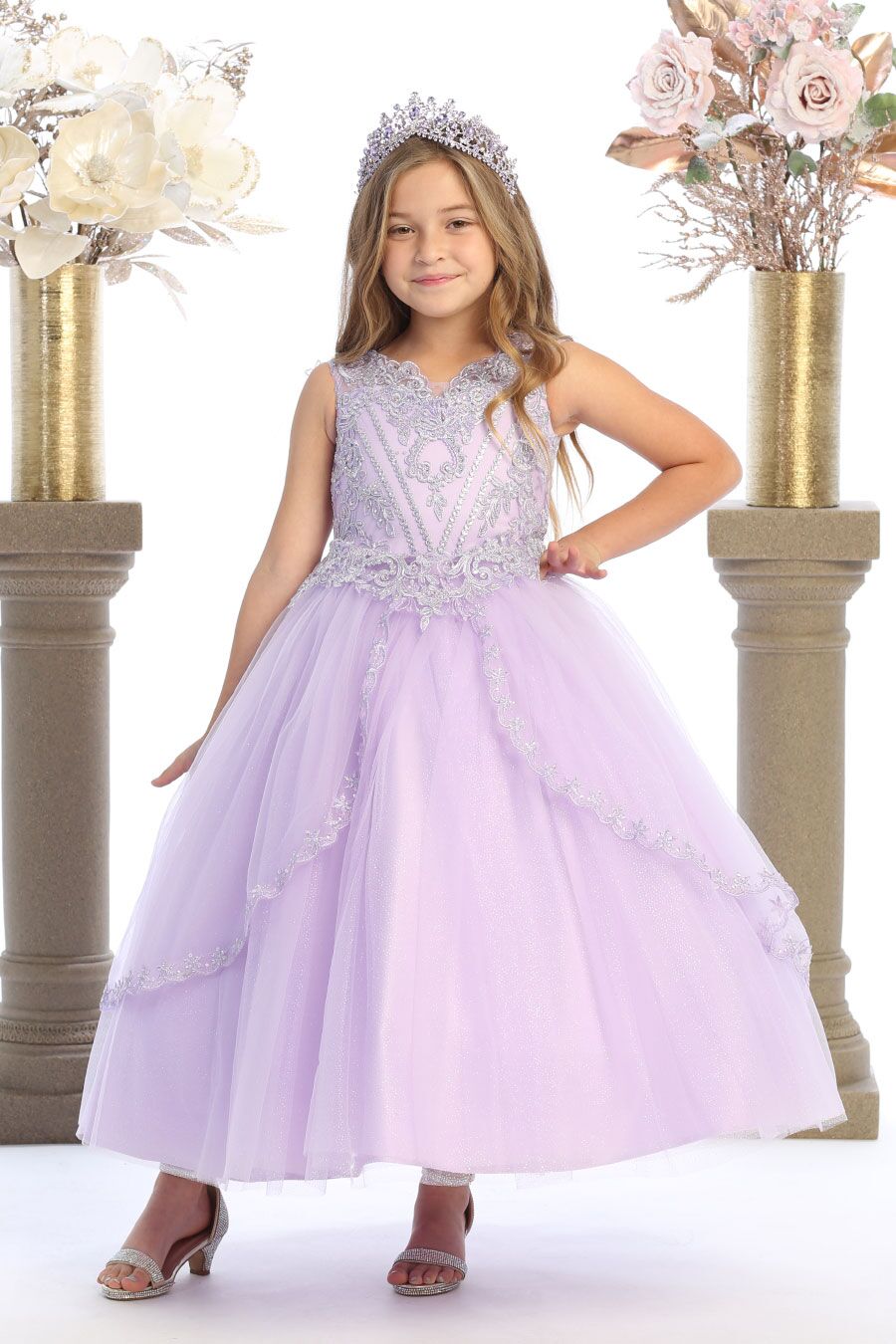 8046 Lavender and silver dress for girls – BijanKids