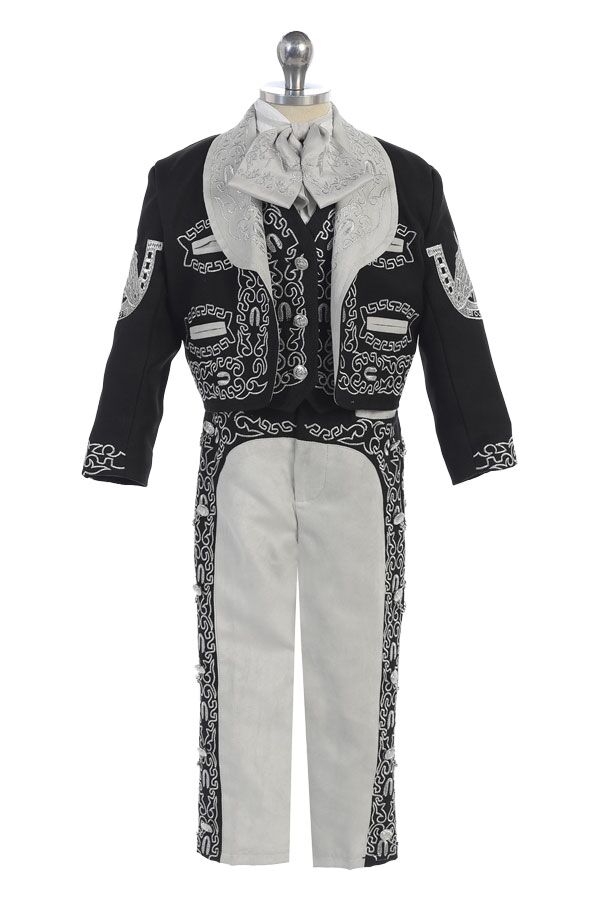 CH930-B/S Black and grey charro suit for boys - Image 2