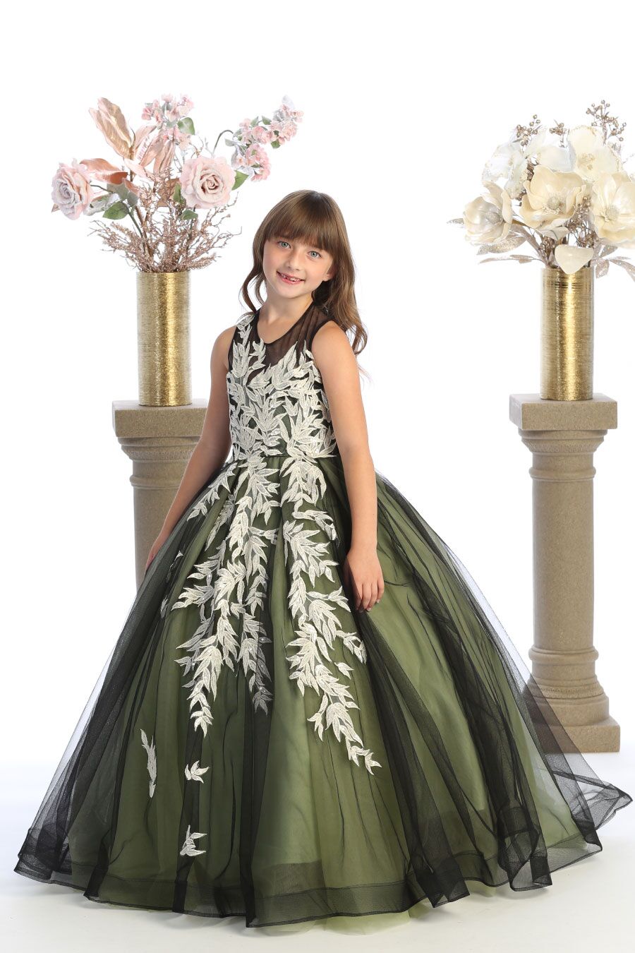 green and burgundy dress for girls