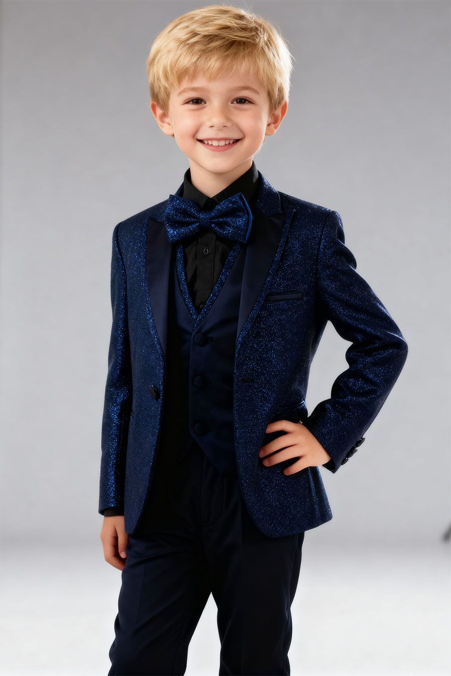 2022SH-3 Shiny Navy Blue glitter suit - Image 3